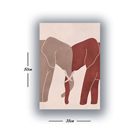 Çift fil baskılı kanvas duvar tablosu
