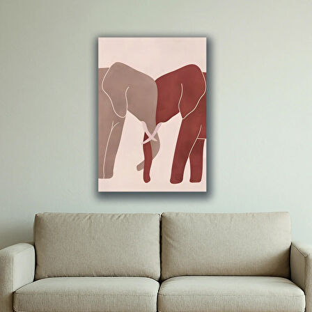 Çift fil baskılı kanvas duvar tablosu