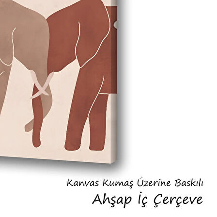 Çift fil baskılı kanvas duvar tablosu