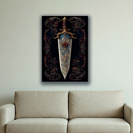 eski dönem kılınç baskılı kanvas duvar tablosu