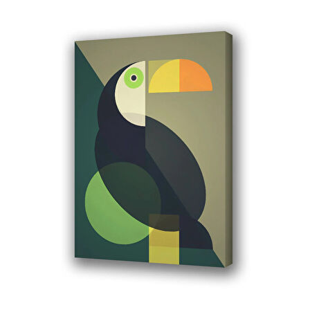kuş geometri semboller baskılı kanvas duvar tablosu