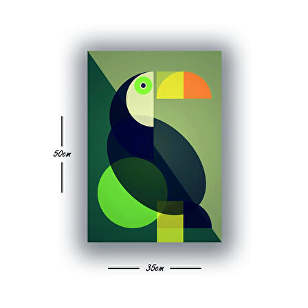 kuş geometri semboller baskılı kanvas duvar tablosu