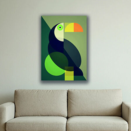 kuş geometri semboller baskılı kanvas duvar tablosu