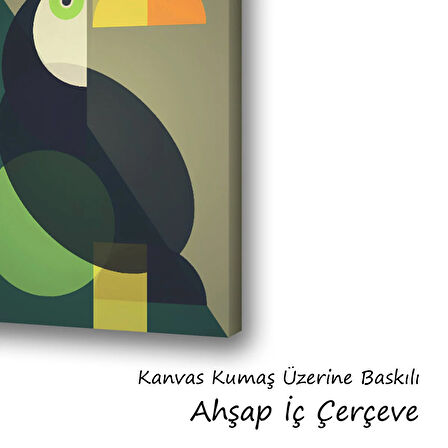 kuş geometri semboller baskılı kanvas duvar tablosu