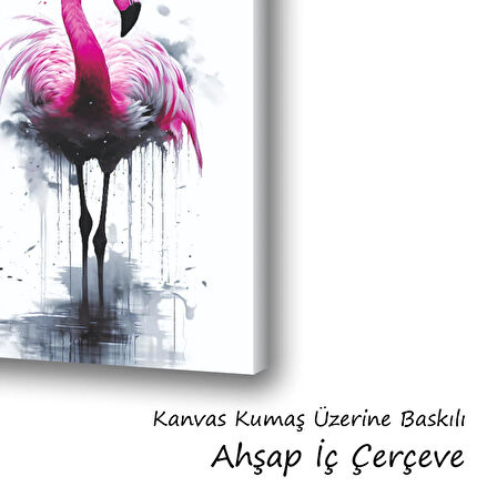 pembe kuğu estetik baskılı kanvas duvar tablosu