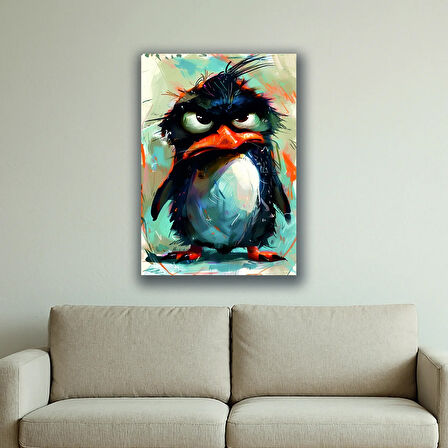 şapşal penguen baskılı kanvas duvar tablosu