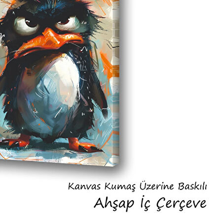şapşal penguen baskılı kanvas duvar tablosu
