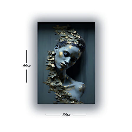duvar kadın surat omuzlar baskılı kanvas duvar tablosu