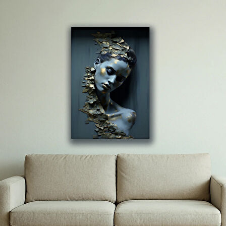 duvar kadın surat omuzlar baskılı kanvas duvar tablosu