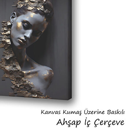 duvar kadın surat omuzlar baskılı kanvas duvar tablosu