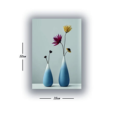 vazo çiçek baskılı kanvas duvar tablosu