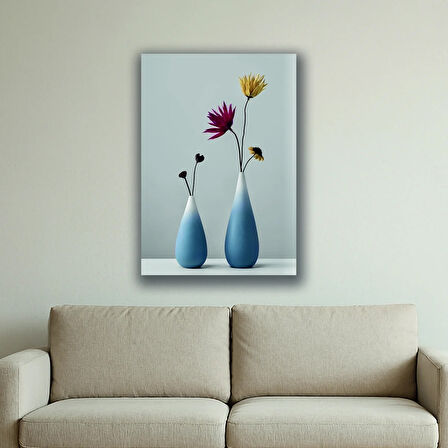 vazo çiçek baskılı kanvas duvar tablosu