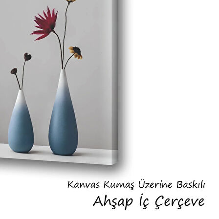 vazo çiçek baskılı kanvas duvar tablosu