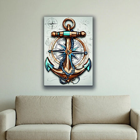 gemici dümen denizci baskılı kanvas duvar tablosu