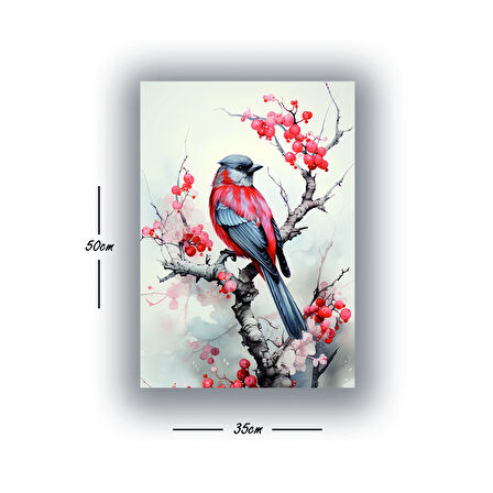 daldaki kuş baskılı kanvas duvar tablosu