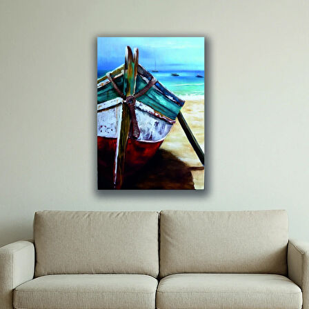 tekne eskitilmiş görünümlü baskılı kanvas duvar tablosu