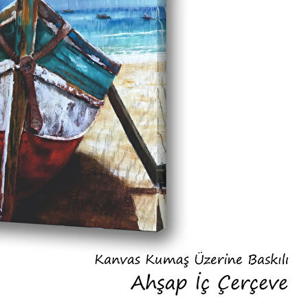 tekne eskitilmiş görünümlü baskılı kanvas duvar tablosu