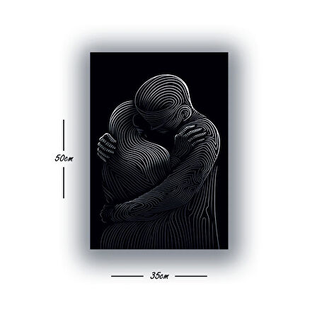 sarılan çizgiler sevgili baskılı kanvas duvar tablosu