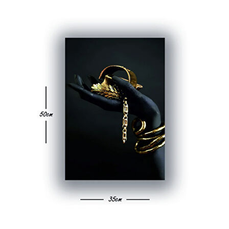 kuyumcu altın kadın eli baskılı kanvas duvar tablosu