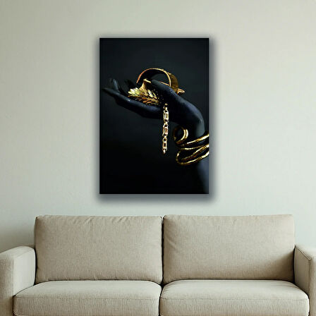 kuyumcu altın kadın eli baskılı kanvas duvar tablosu