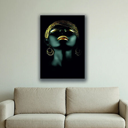 altın saçlı kadın baskılı kanvas duvar tablosu