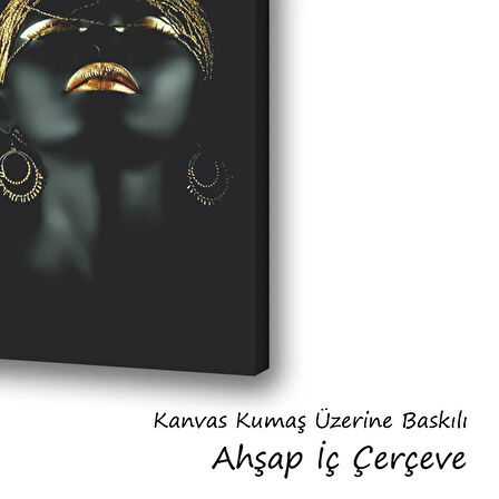 altın saçlı kadın baskılı kanvas duvar tablosu