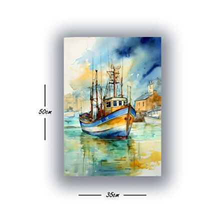 balıkçı teknesi baskılı kanvas duvar tablosu