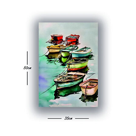 kıyıdaki tekneler rengarenk baskılı kanvas duvar tablosu