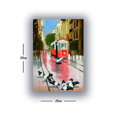 güvercin tranway baskılı kanvas duvar tablosu