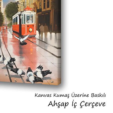güvercin tranway baskılı kanvas duvar tablosu