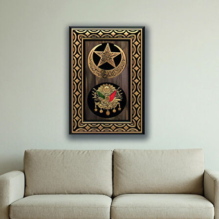 osmanlı tuğra sancak baskılı kanvas duvar tablosu