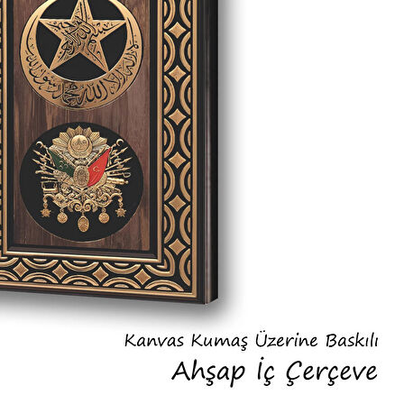 osmanlı tuğra sancak baskılı kanvas duvar tablosu