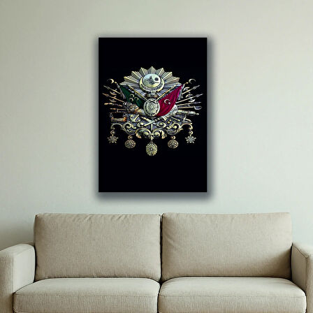 gümüş tuğra resmi baskılı kanvas duvar tablosu