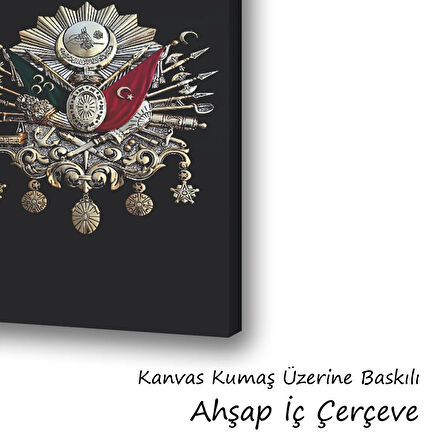 gümüş tuğra resmi baskılı kanvas duvar tablosu