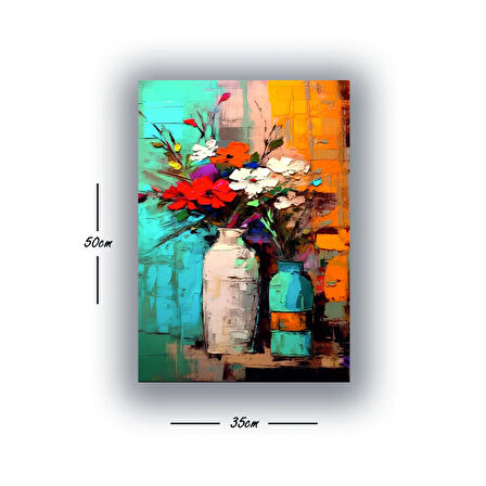 vazo çiçekler baskılı kanvas duvar tablosu