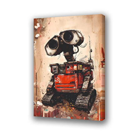 sevimli robot baskılı kanvas duvar tablosu