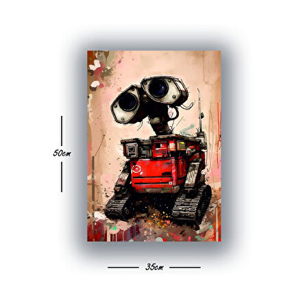 sevimli robot baskılı kanvas duvar tablosu