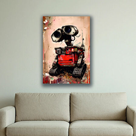 sevimli robot baskılı kanvas duvar tablosu