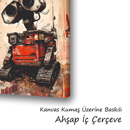 sevimli robot baskılı kanvas duvar tablosu