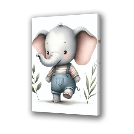 sevimli yavru fil baskılı kanvas duvar tablosu