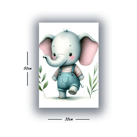sevimli yavru fil baskılı kanvas duvar tablosu