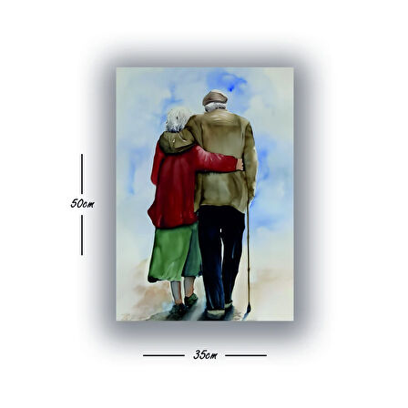 yaşlı çift baskılı kanvas duvar tablosu