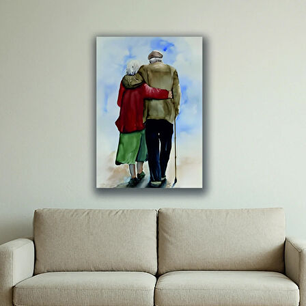 yaşlı çift baskılı kanvas duvar tablosu