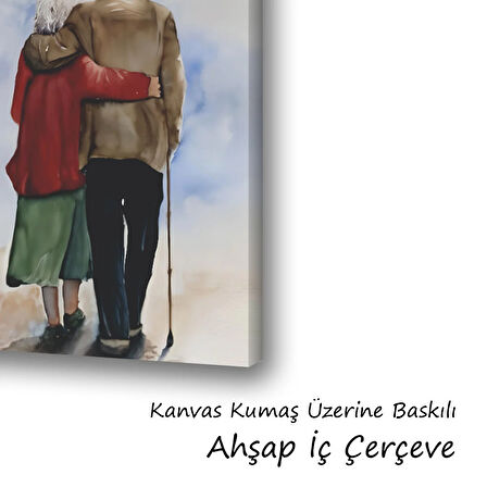 yaşlı çift baskılı kanvas duvar tablosu