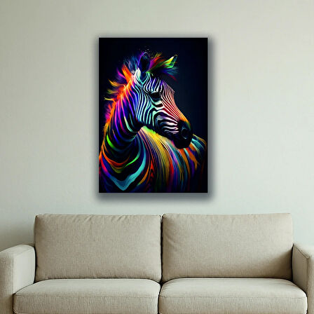 zebra renkli desenli baskılı kanvas duvar tablosu