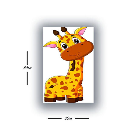 sevimli yavru zürafa baskılı kanvas duvar tablosu