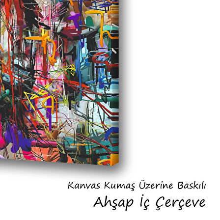 karmaşık sanatsal çizgiler baskılı kanvas duvar tablosu