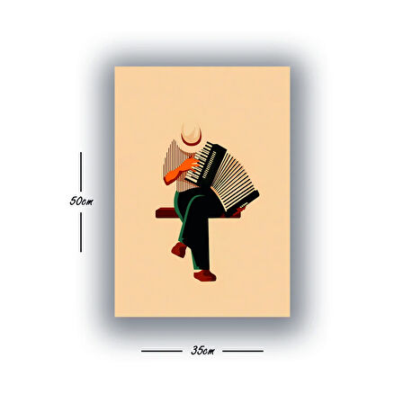 akordion sokak sanatçısı baskılı kanvas duvar tablosu