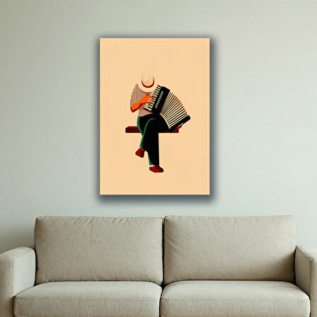 akordion sokak sanatçısı baskılı kanvas duvar tablosu