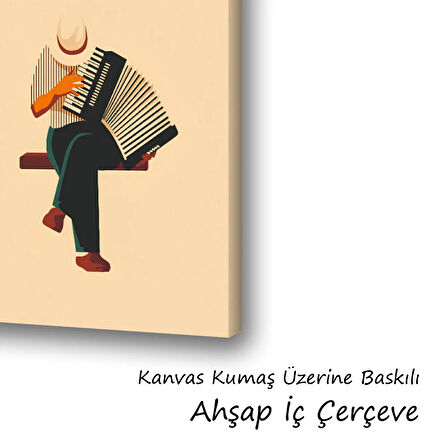 akordion sokak sanatçısı baskılı kanvas duvar tablosu